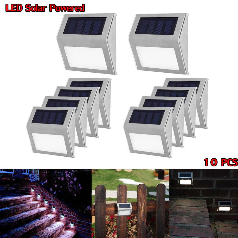 Solar LED CoolWhite ไฟติดบันไดโซล่าเซลล์ไฟติดผนังพลังงานแสงอาทิตย์ 10ชิ้น (โทนแสงขาวเย็น)