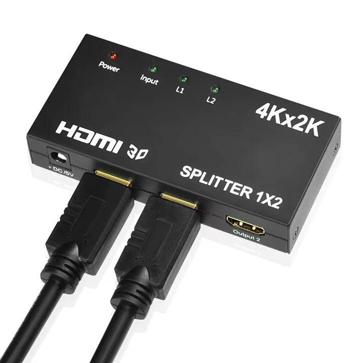 กล่องแปลงสัญญาน HDMI Splitter เข้า 1 ออก 2 Full HD 1080P 3D Video+Audio HDMI Splitter 1X2 4K 2K-intl