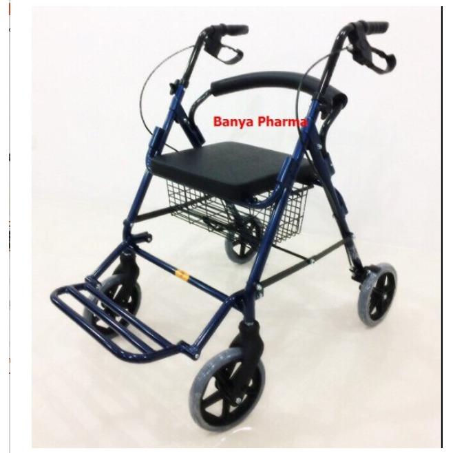 รถเข็นหัดเดิน Rollator มีที่พักเท้า ทำจากอลูมิเนียม ขนาดล้อ 8 นิ้ว