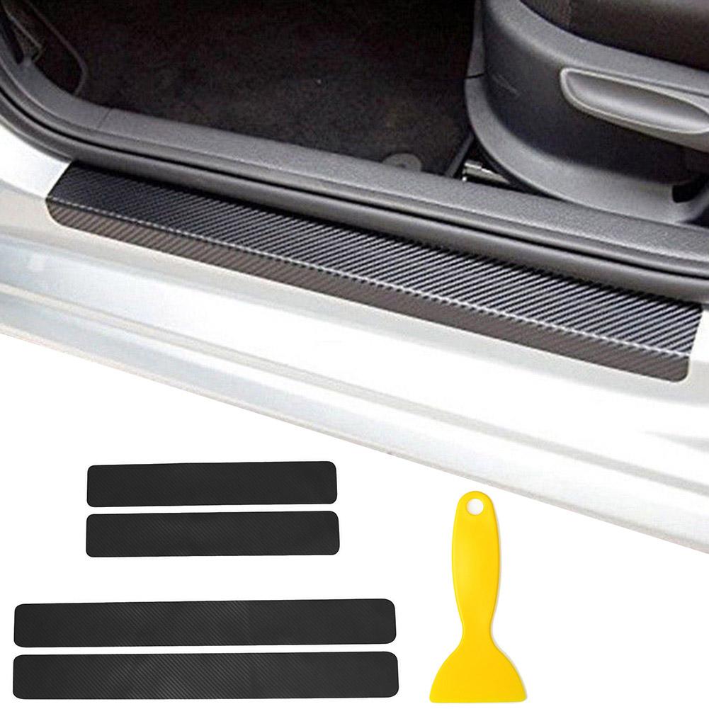 4pcs Carbon Fiber Car Scuff Plate Door Sill 5D Sticker Panel Protector D