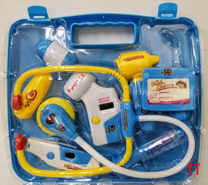  ชุดของเล่น ชุดกระเป๋าคุณหมอ มีเสียง มีไฟ 8 ชิ้น (สีฟ้า)