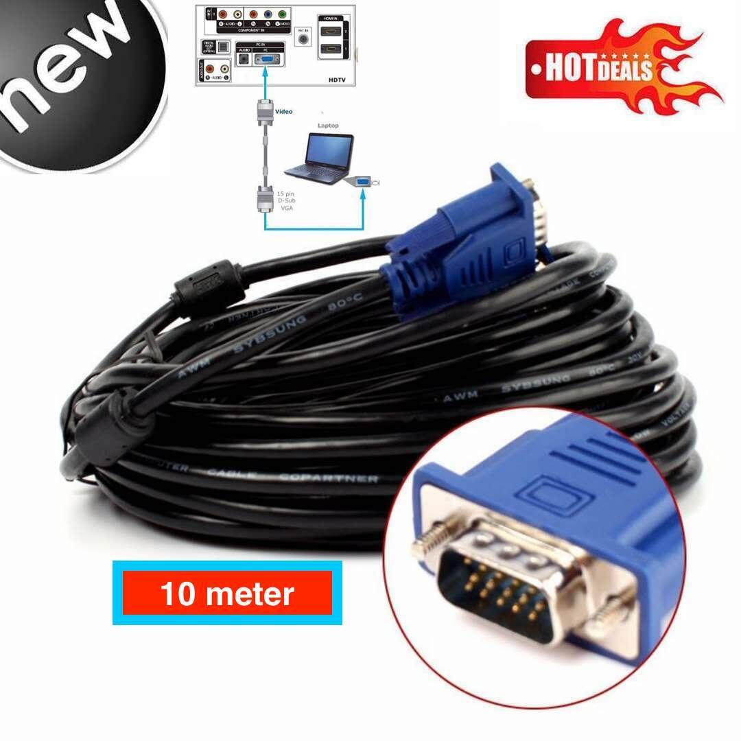 VGA Cable สายยาว10เมตร M/M (หัวสีน้ำเงิน สายดำ)