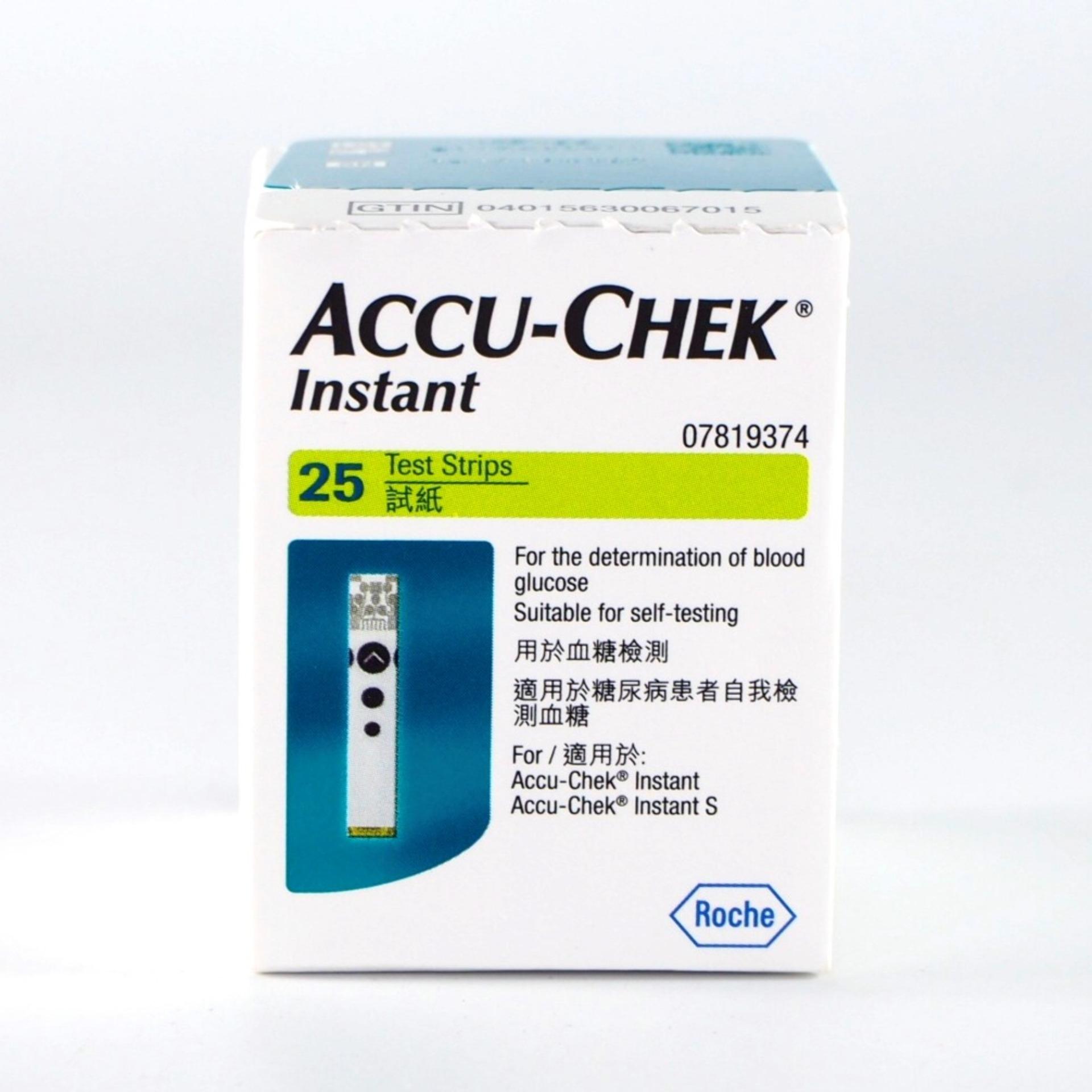 Accu-chek Instant Test Strips 25 pieces/box Accu Chek แผ่นวัดระดับน้ำตาลในเลือด 25 ชิ้น/กล่อง