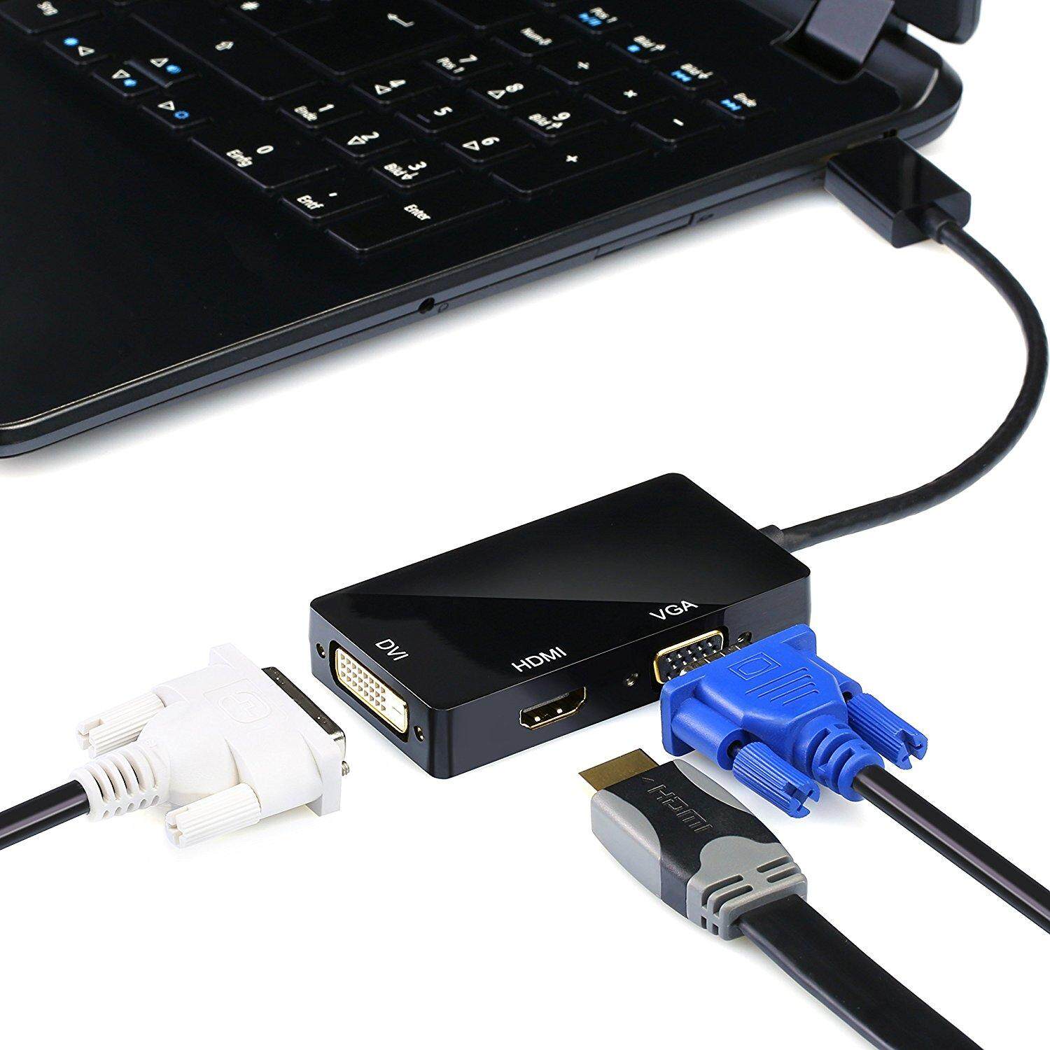 DisplayPort DP ไปยัง HDMI/VGA/DVI อะแด็ปเตอร์อะแด็ปเตอร์-สีขาว- นานาชาติ