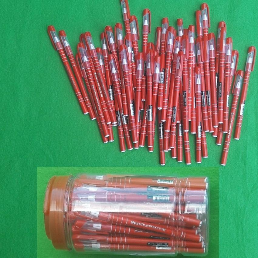 กล่องปากกาลูกลื่นสีแดง 50 ด้าม Quantum 111 Red Ballpoint 0.5 ปากกาแดงควอนตัม