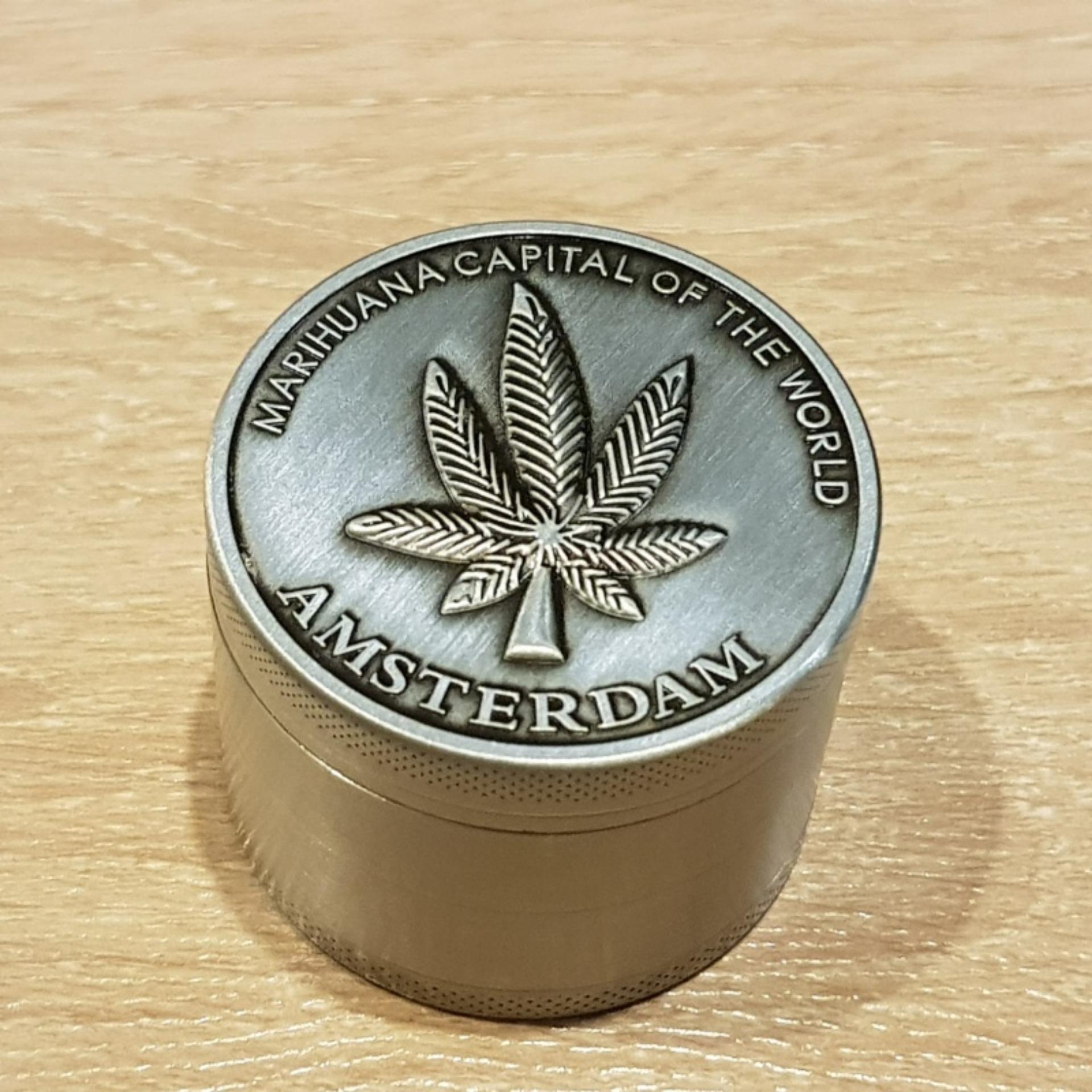 ที่บดขนาด 50 มม 4 ชั้น Silver MJ Leaf Metal Grinder