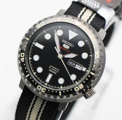 นาฬิกา SEIKO 5 Sports Automatic SRPC67K1 black ip สายผ้า