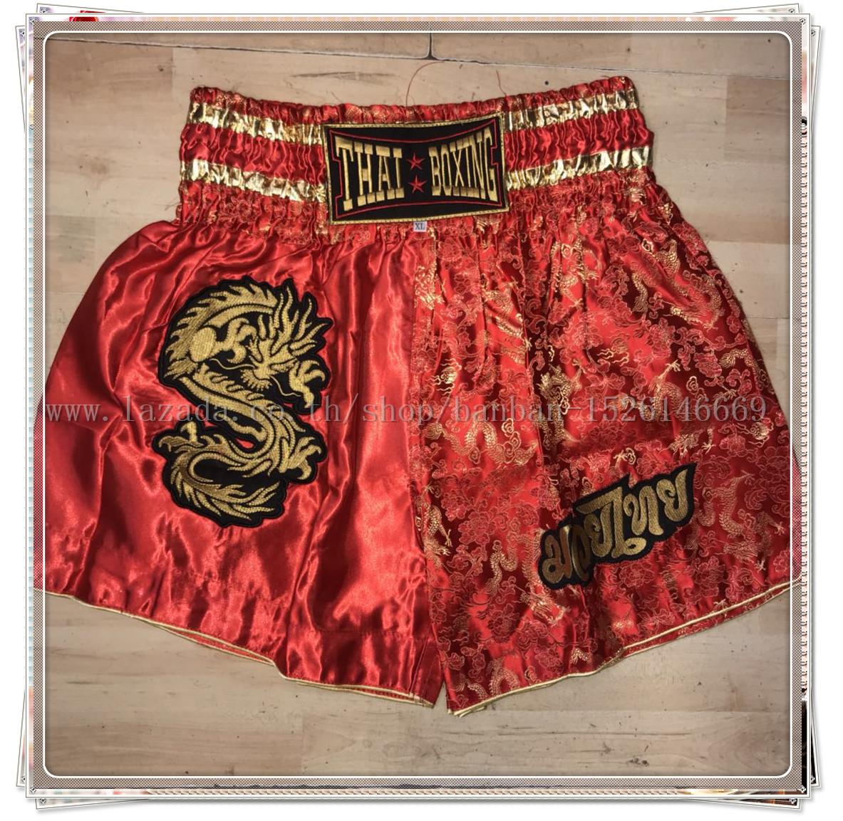 กางเกง muaythai 【มังกร】Thaiboxing【Dragon】【RED】