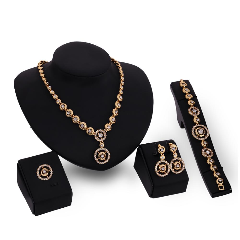 เช็คราคาRYT Elegant Jewelry Gold Necklace Earrings Bracelet Four-piece Set