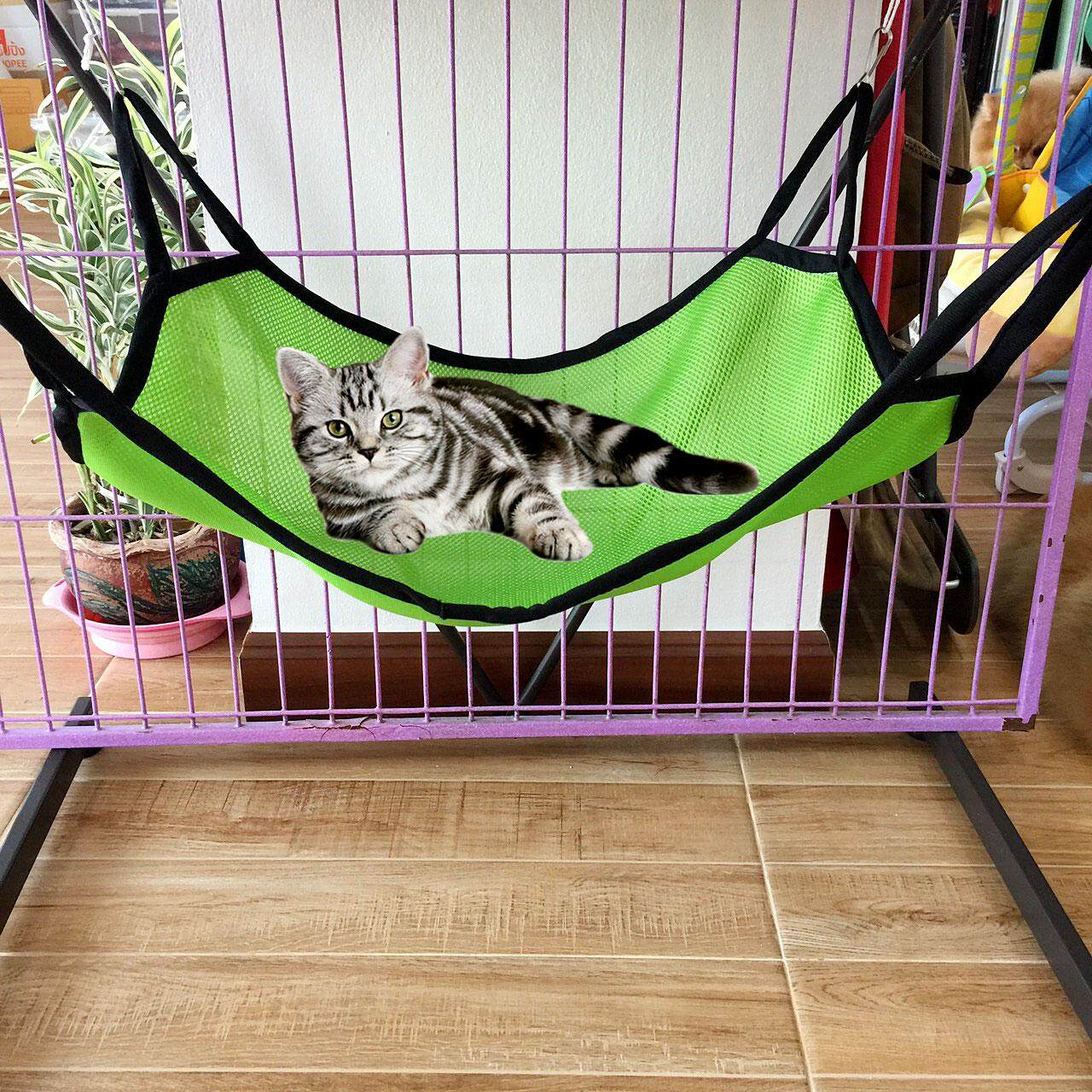 เปลแมว สำหรับแขวนไว้ในกรง นอนสบาย ระบายอากาศได้ดี(สีเขียว)