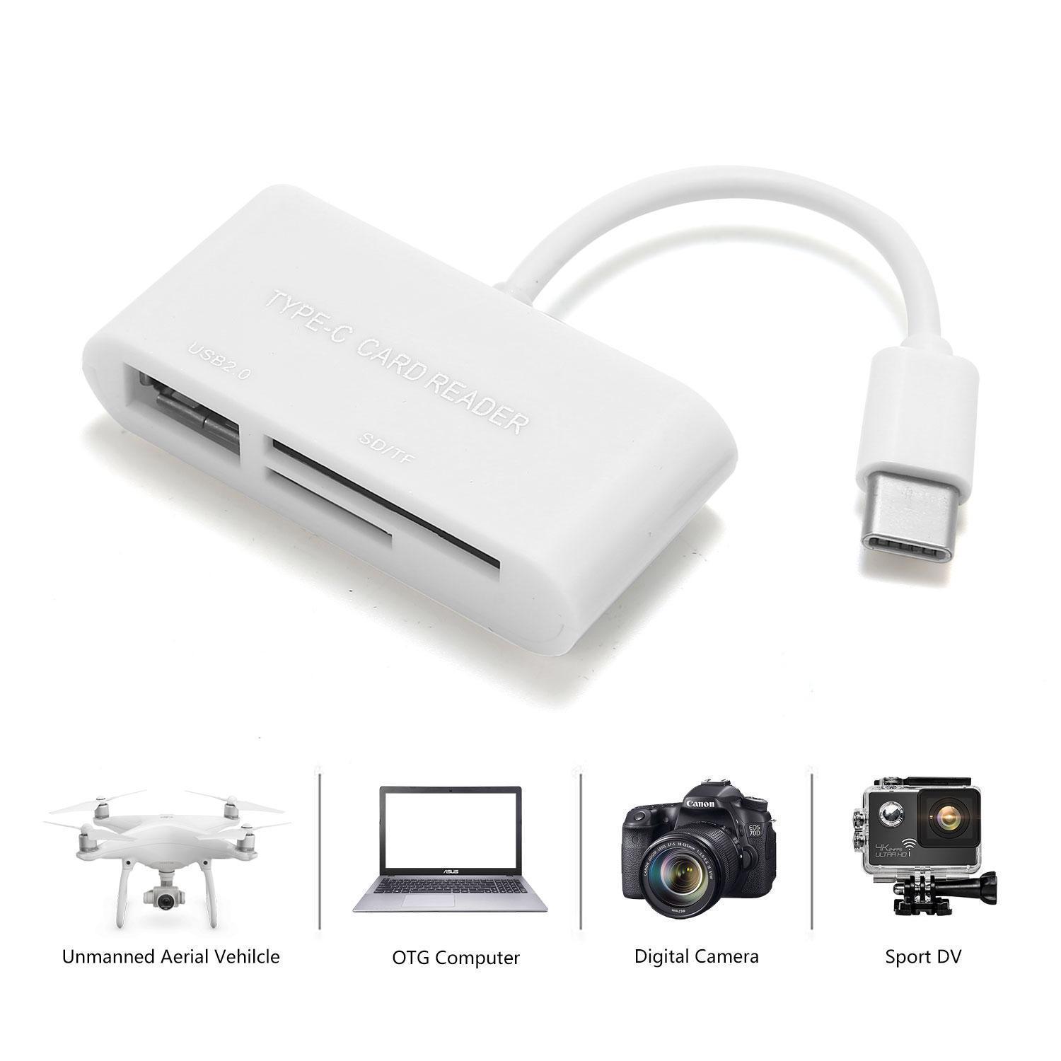Type C USB-C to USB 2.0 SD TF OTG Card Reader For Macbook Phone Tablet