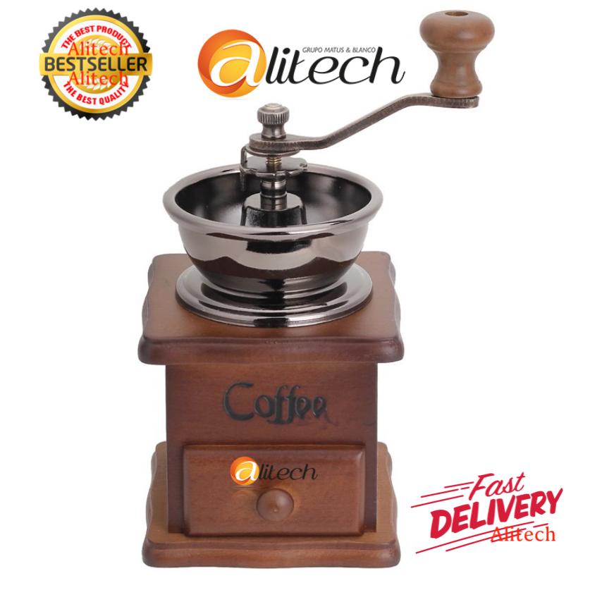 Alitech เครื่องบดเมล็ดกาแฟ เครื่องบดกาแฟ Coffee Grinder แบบมือหมุน สแตนเลส (กล่องไม้คลาสสิค) -Coffee