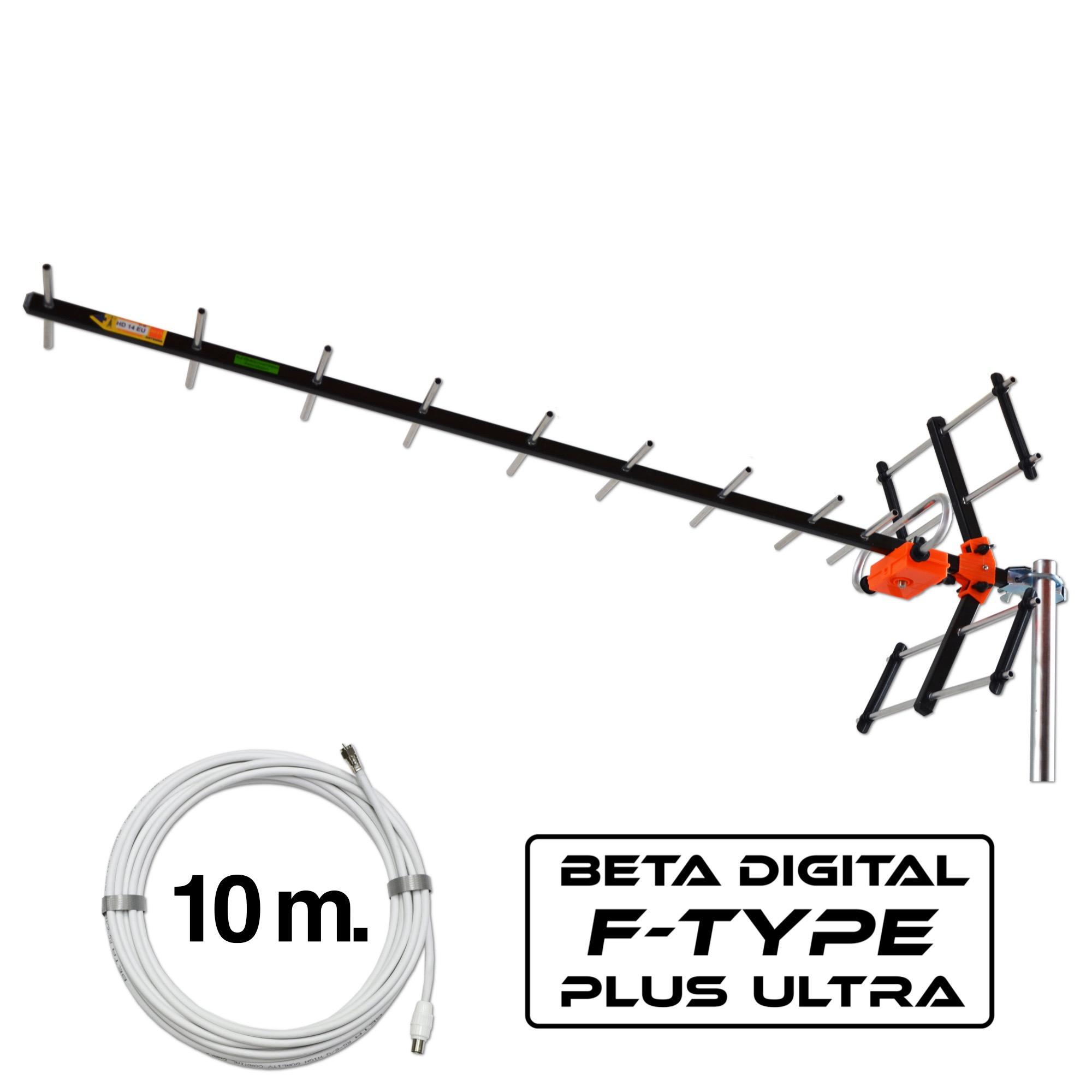 BETA เสาอากาศดิจิตอลทีวี UHF รุ่น HD-14EF พร้อมสาย RG-6/u 10 เมตร
