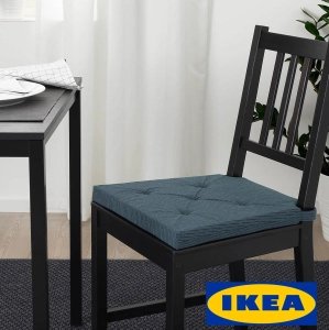 สินค้า IKEA JUSTINA  เบาะรองนั่ง มียึดเบาะกับเก้าอี้ 42x40x4 ซม สีน้ำเงิน