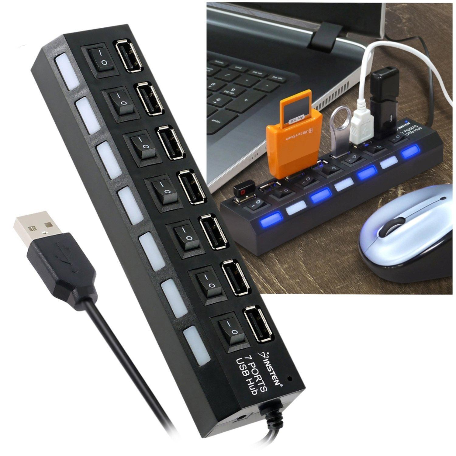 High Speed USB 2.0 Hub 7 Port ช่องต่อ USB 2.0 แบบ 7 ช่อง (สีดำ)