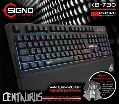 ดูภาพ SIGNO E-Sport KB-730 คีย์บอร์ดสำหรับเกม CENTAURUS by ESPORTMART Semi-Mechanical Gaming Keyboard เพิ่มเติม SIGNO E-Sport KB-730 คีย์บอร์ดสำหรับเกม CENTAURUS by ESPORTMART Semi-Mechanical Gaming Keyboard