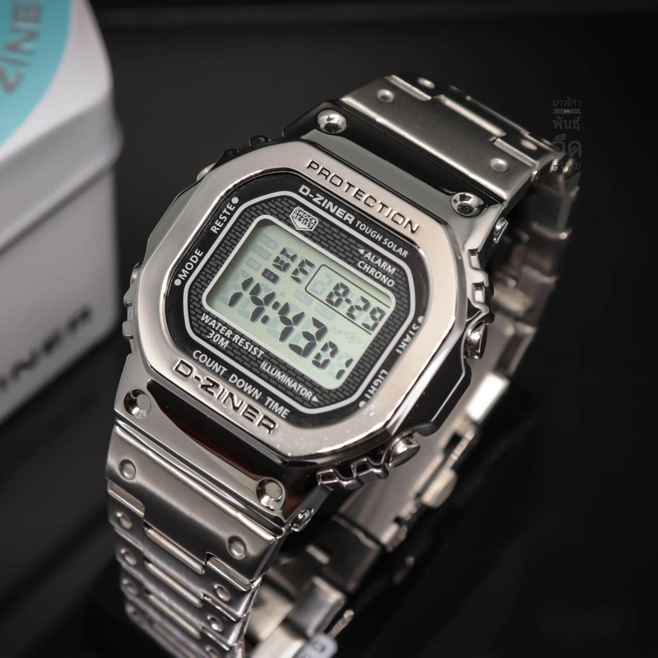 นาฬิกา D Ziner รุ่นใหม่ล่าสุด สไตล์ G shock สุดฮิต ที่กำลังนิยมในขณะนี้ ( สีเงิน) สินค้าของแท้ 100%