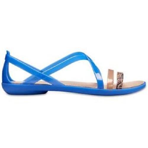 CROCS ISABELLA GRAPHIC STRAPPY SANDAL BLUE JEAN/GOLD-WOMEN