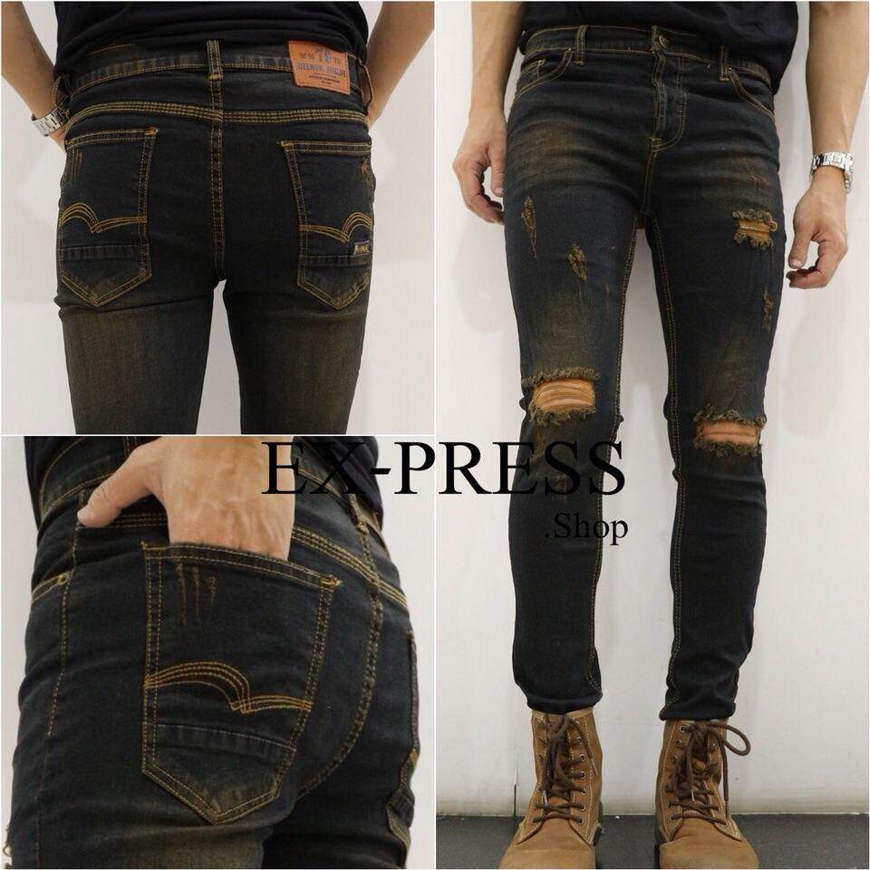 TPPJEANS Skinny jeans rockX ขาดเข่า ผ้ายืด ไซด์ 28-36