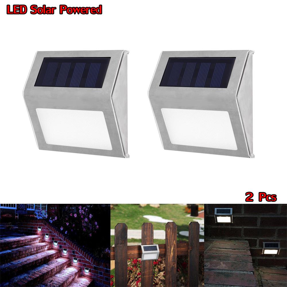 Solar LED CoolWhite ไฟติดบันไดโซล่าเซลล์ไฟติดผนังพลังงานแสงอาทิตย์ 2ชิ้น (โทนแสงขาวเย็น)