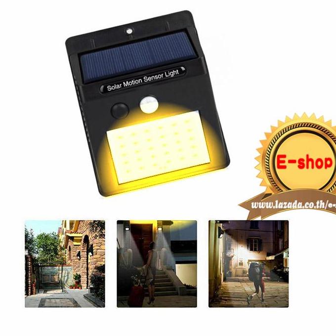 Warm light New Solar motion sensor light+ไฟหรี่   30  led