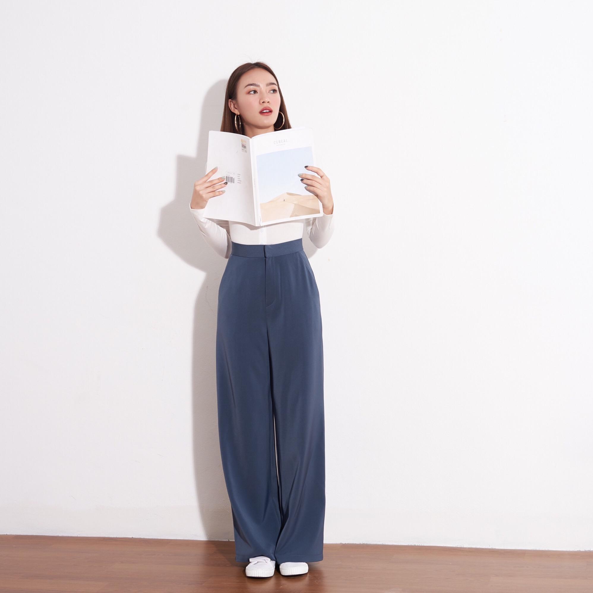 COPPERBKK Basic Indigo กางเกงขายาวทรงกระบอกใหญ่สีนำ้เงินเทา COPPERBKK Basic Indigo กางเกงขายาวทรงกระบอกใหญ่สีนำ้เงินเทา