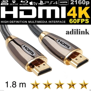 สินค้า สาย HDMI HD ยาว 1.80 เมตร/3 เมตร/5 เมตร/10 เมตร/15เมตร/20 เมตร Version 2.0 3D 4K Original 4K ของแท้-black(ยี่ห้อ adilink)