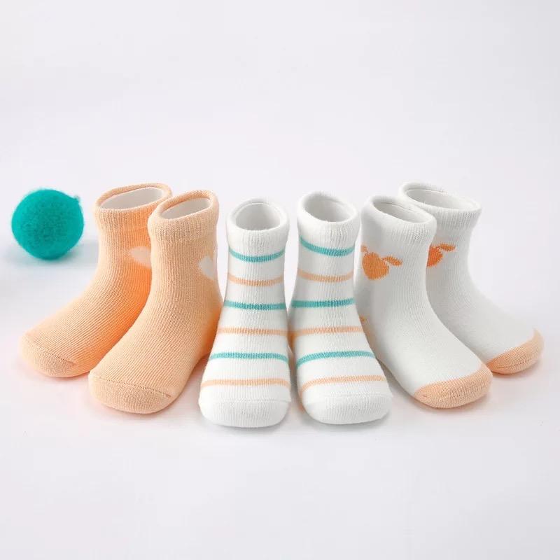ถุงเท้าเด็ก ถุงเท้าแฟชั่นเกาหลี  1 เซต 3 คู่3 สี ลายน่ารัก ใส่สบายมาก ไซส์ XS-L／ แรกเกิด-8ปี