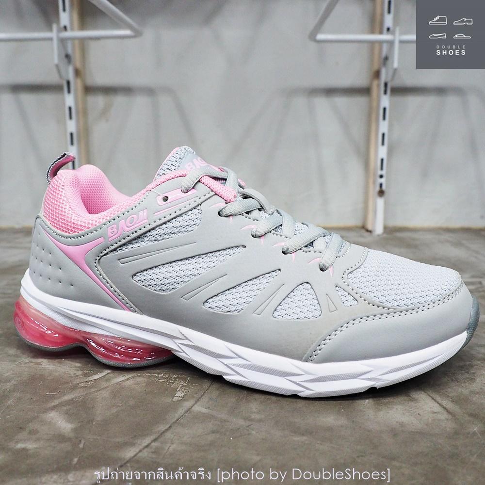รองเท้าวิ่ง รองเท้าผ้าใบหญิง BAOJI รุ่น BJW323 สีเทาชมพู ไซส์ 37-41