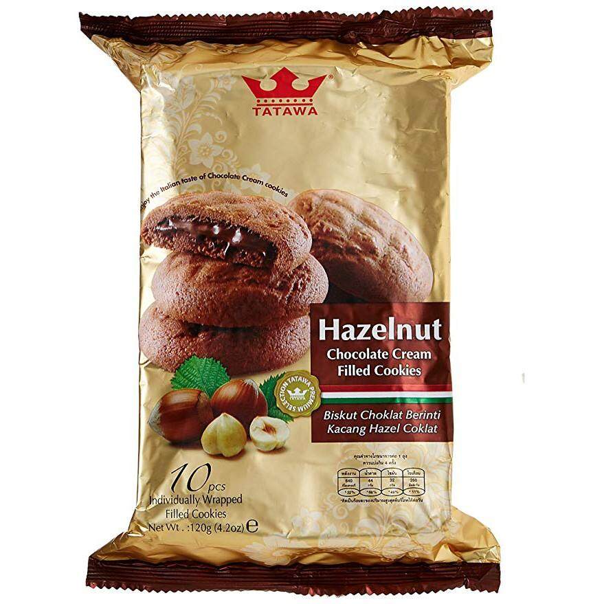 TATAWA ขนมคุกกี้ช็อกโกแลตสอดไส้ครีมรสเฮเซลนัท ตราทาทาวา จากมาเลเซีย ขนาด 120 กรัม