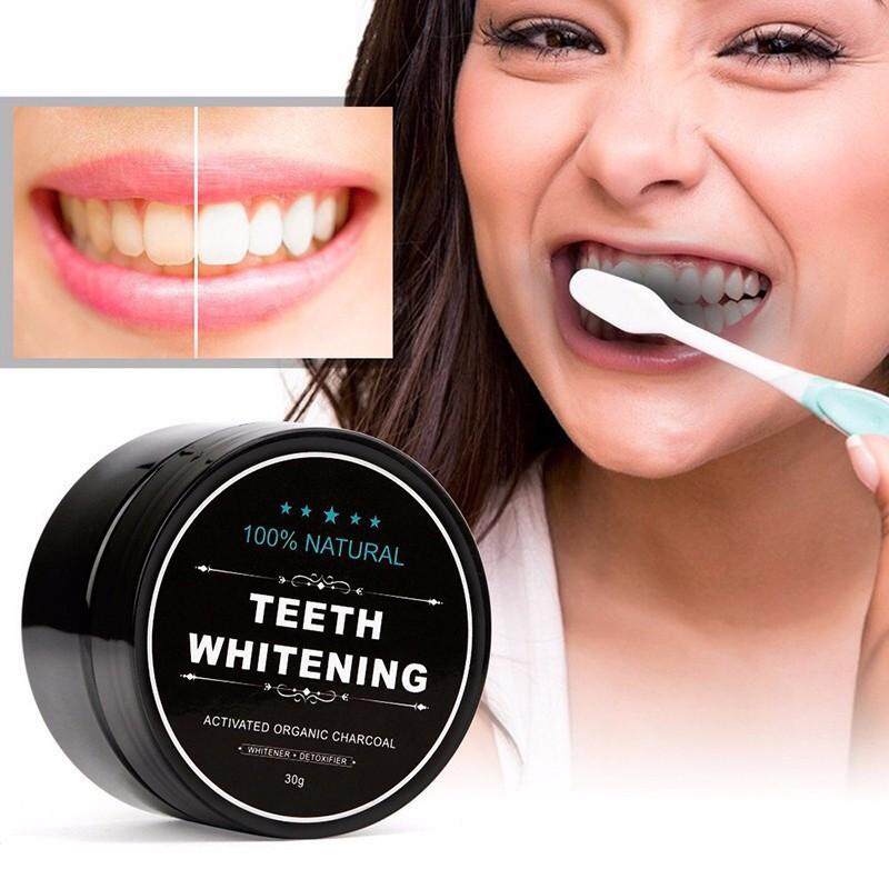 ผงถ่านชาโคลขัดฟันขาว Teeth Whitening ฟอกฟันขาว สูตรธรรมชาติ 100% 1 กระปุก 30 g.