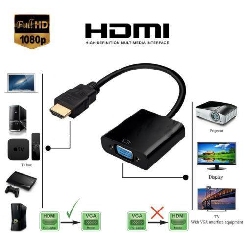 1080p Input HDMI to Output VGA Cable Converter Adapter Video for PC TV Monitor