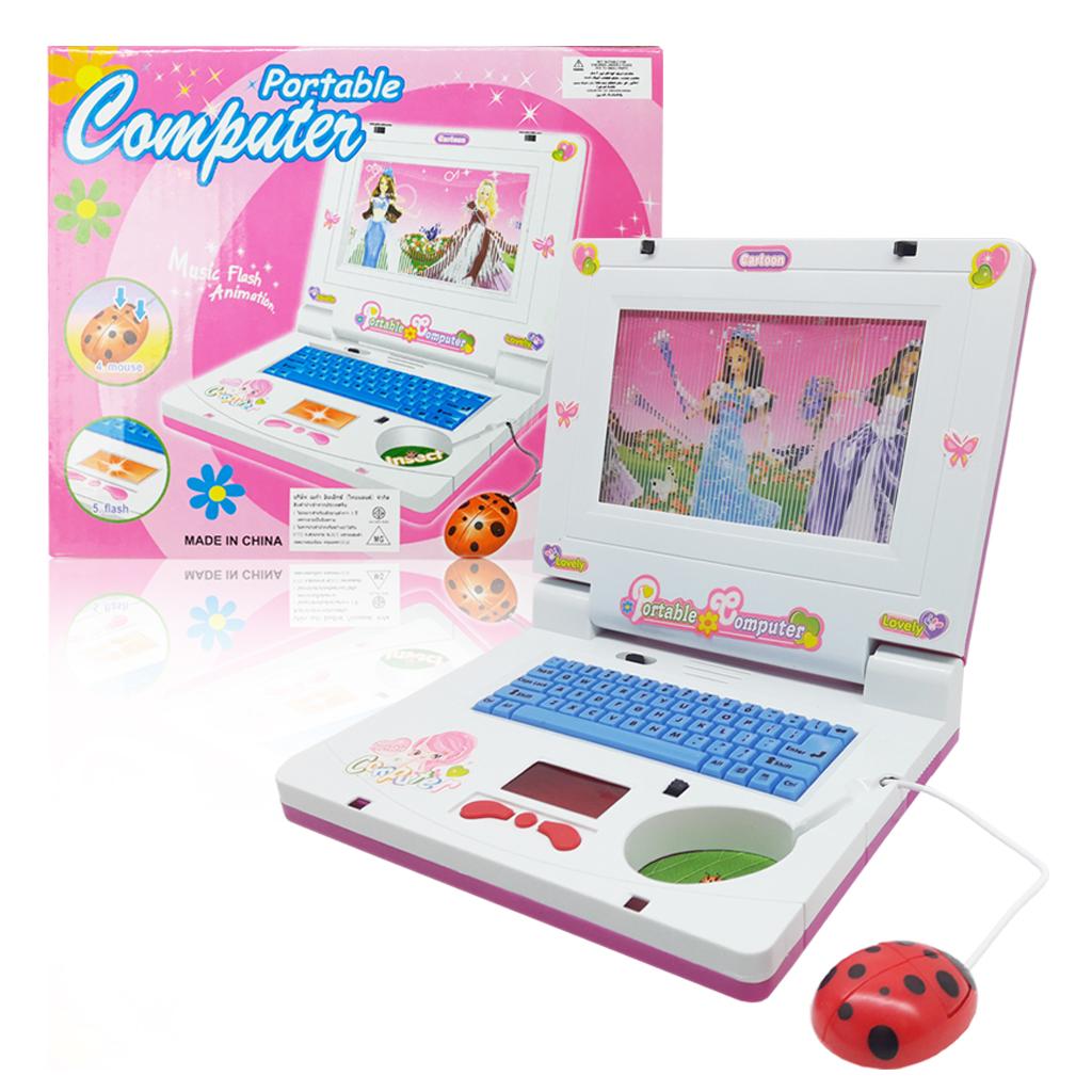 Pink Toys คอมพิวเตอร์ของเล่น โน๊ตบุ๊คของเล่น ภาพเคลื่อนไหว มีเสียงเพลง มีไฟ