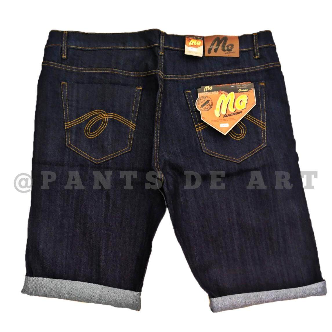 PANTS DE ART ll กางเกงยีนส์ขาสั้นชาย JUMBO เอว38-54  สีบลูมิดไนด์ แบบคลาสสิค ผ้ายืดใส่สบาย (รุ่นซิป)​