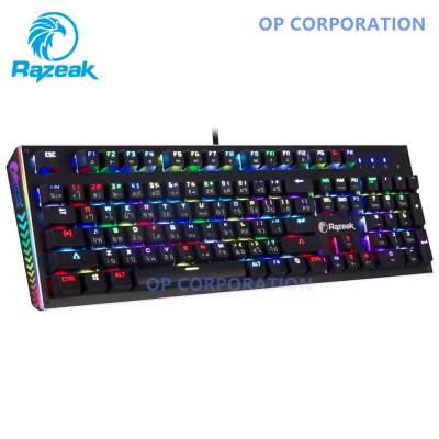 Razeak Rk-x18 คีย์บอร์ดสำหรับเกม RGB Gaming Mechanical Outemu Blue Switch Razeak Rk-x18 คีย์บอร์ดสำหรับเกม RGB Gaming Mechanical Outemu Blue Switch