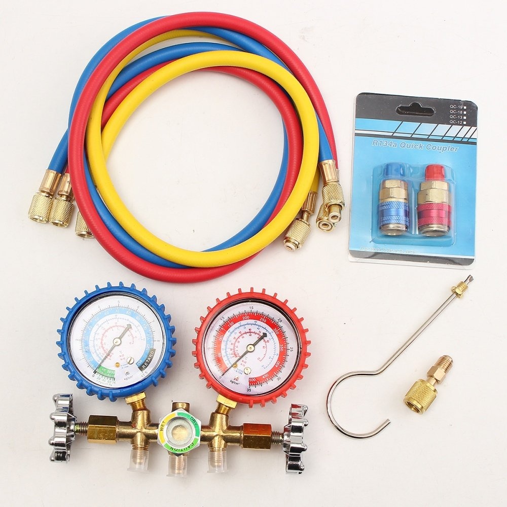 R12 R22 R134a R404a Manifold Gauge Set 3 Gauge HVAC A//C Refrigeration Charging Service
