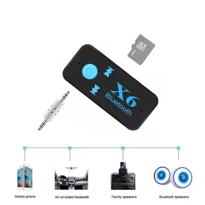 X6 Bluetooth 3.5mm Audio Receiver Car MP3 Player Read TF Card aux Connection Play Car Bluetooth Speaker Handsfree Bluetooth Audio Receiver Audio Bluetooth Adapter