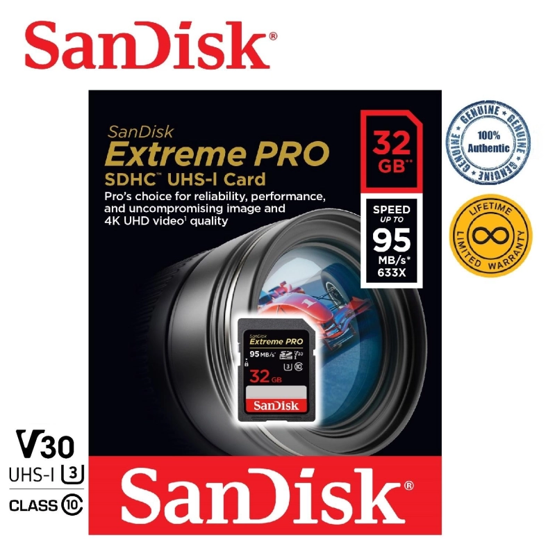 ภาพหน้าปกสินค้าSanDisk 32GB Extreme PRO SDHC 633x (95MB/s)