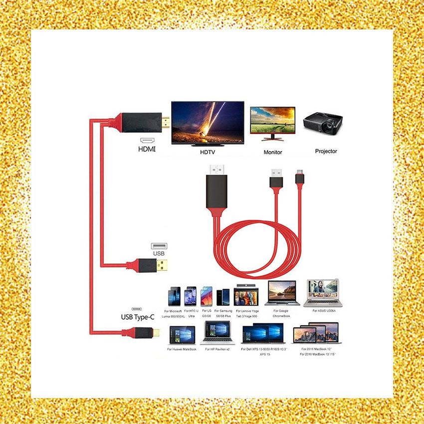 Anakin USB3.1 Type C to HDMI 4K*2K HDTV Adapter Cable For Macbook Pro and Samsung Galaxy S8 สายยาว 2 เมตร (ใช้กับเครื่องที่เป็น USB Type-C 3.1 และมีฟังก์ชั่น Mirroring Screen หรือ Smart View เท่านั้น)