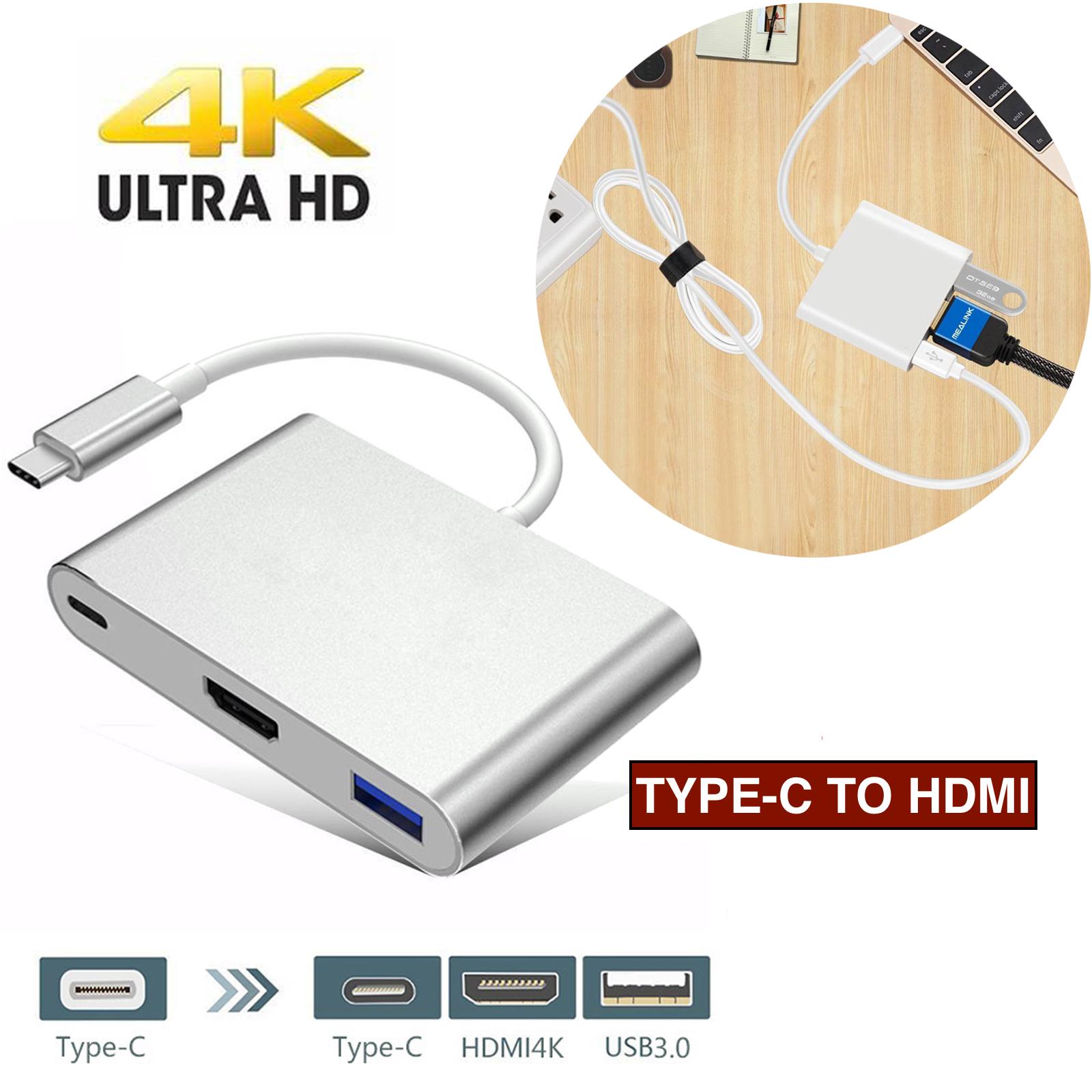 USB-C HDMI Hub, USB-C To HDMI Hub With USB 3.0 Port And USB-C Recharging Port For MacBook, Chromebook Pixel And More Type C Devices