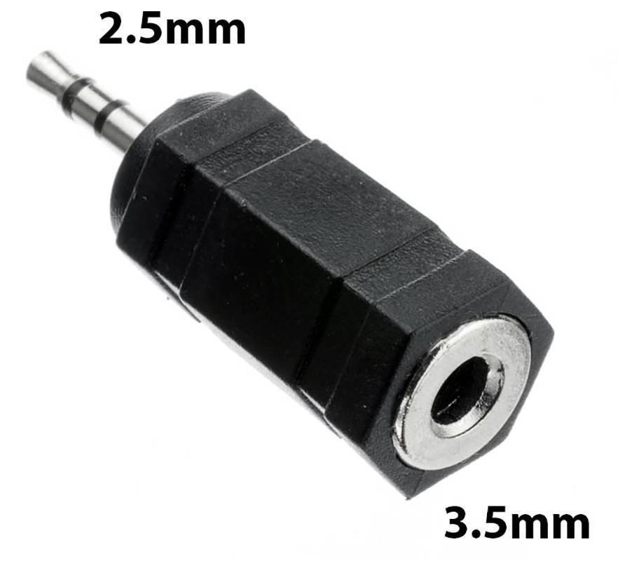 Black  2.5mm Stetreo male pulg to Female 3.5mm Jack Socket Adaptor
