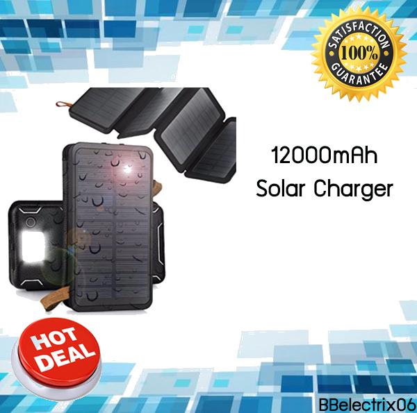 12000mAh Solar Charger, 4 Sunpower Panel Portable Solar Power Bank Waterproof&Dustproof Solar Battery Charger with Dual USB Emergency Led Flashlight for iPhone and Most Smart Phones Tablets 12000mAh Solar Charger, 4 Sunpower Panel Portable Solar Power Bank Waterproof&Dustproof Solar Battery Charger with Dual USB Emergency Led Flashlight for iPhone and Most Smart Phones Tablets