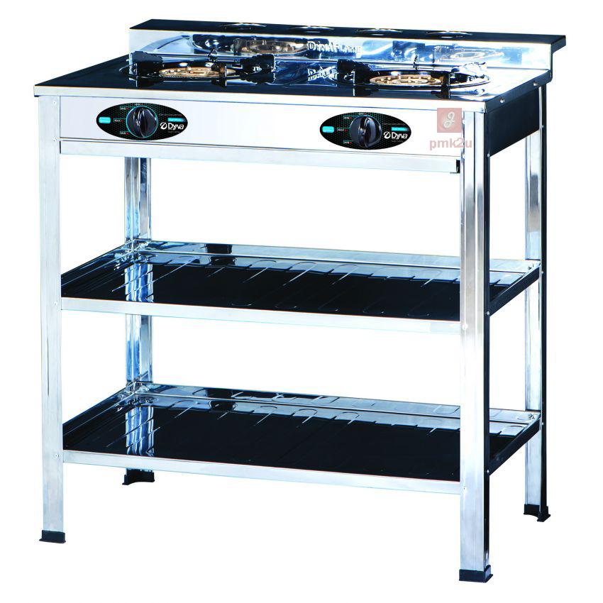 Dyna Home เตาแก๊สหัวคู่สแตนเลส 2 ชั้น รุ่น LK-222 หัวเตาเหล็กหล่อ ขนาด 130 mm.