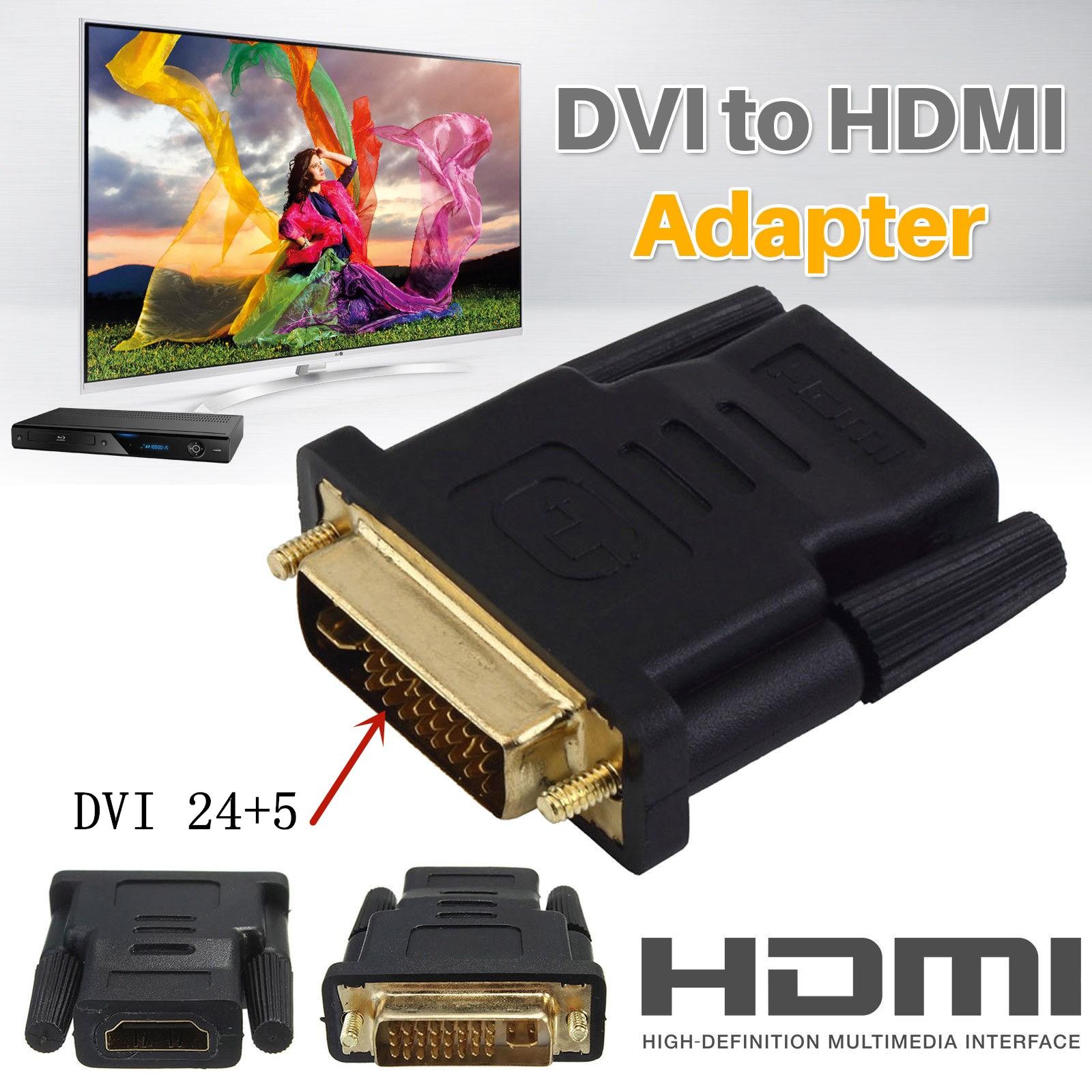 DVI-I 24+5 29-Pin to HDMI (DVI Male to HDMI Female) Gold-Plated Adapter