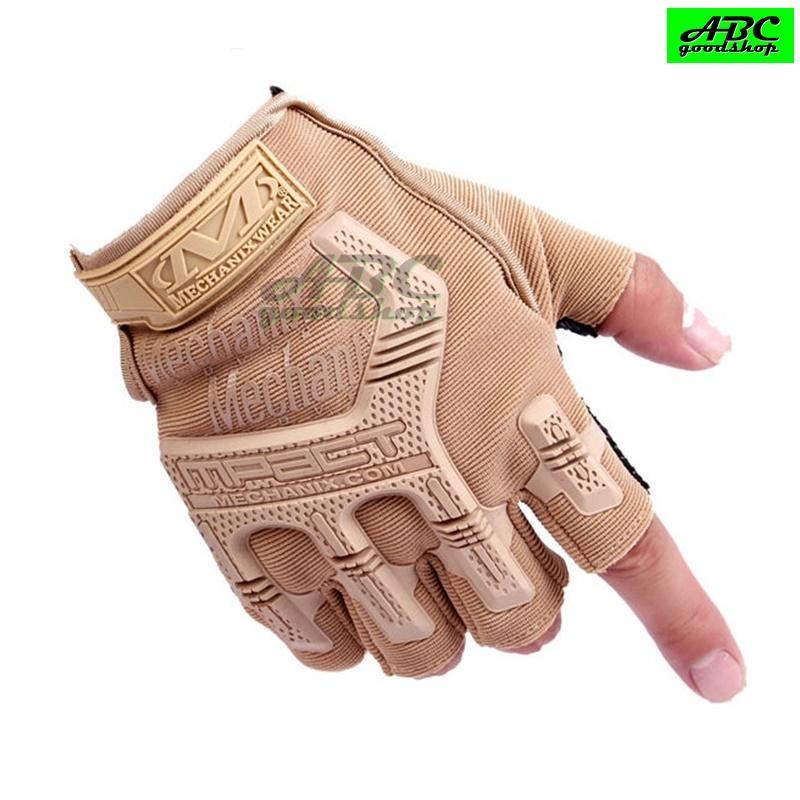 ABC ถุงมือ ครึ่งนิ้ว ถุงมือมอเตอร์ไซค์ ยิงปืน ทหาร Tactical Gloves ฝ่ามือกันลื่น การ์ดป้องกัน ฟรีไซส์ ใช้ได้ทั้งชายและหญิง