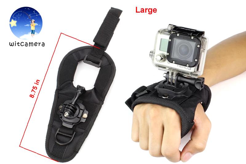 360 Degree Rotating Glove Style Wrist Strap Band Mount Hand Palm Belt Lanyard Holder with Screw for GoPro Hero 9/8/7/6/5/4 SJCam YI Action Sport Outdoor Camera