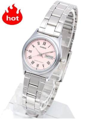 นาฬิกา Casio รุุ่น LTP-V006D-4B นาฬิกาข้อมือสำหรับผู้หญิง สายสเตนเลสสตีล หน้าปัดสีชมพู- มั่นใจ ของแท้ 100% ประกันศูนย์ 1 ปีเต็ม