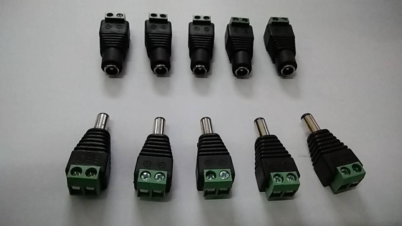 หัวแจ็ค ไฟ DC ตัวผู้ 5 ตัว และ หัวแจ็ค ไฟ DC ตัวเมีย 5 ตัว สำหรับ CCTV(5.5*2.5 mm)