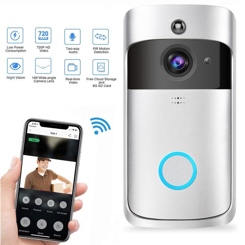 Night Vision APP Control for IOS Android HD WIFI Home Security Camera with Real-Time 2-Way Talk /& Video 1080P Video Doorbell 166/°Wide Angle PIR Motion Detection