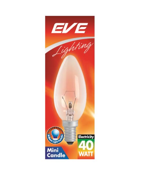 มาใหม่ | EVE หลอดไส้ทรงจำปา ใส  Candle edison 40W E27 สีขาว